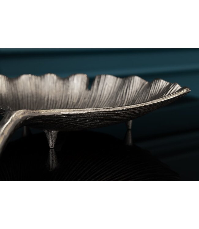 Invicta Interior Decoratieve kom GINKGO 42cm zilver handgemaakt metaal - 41776