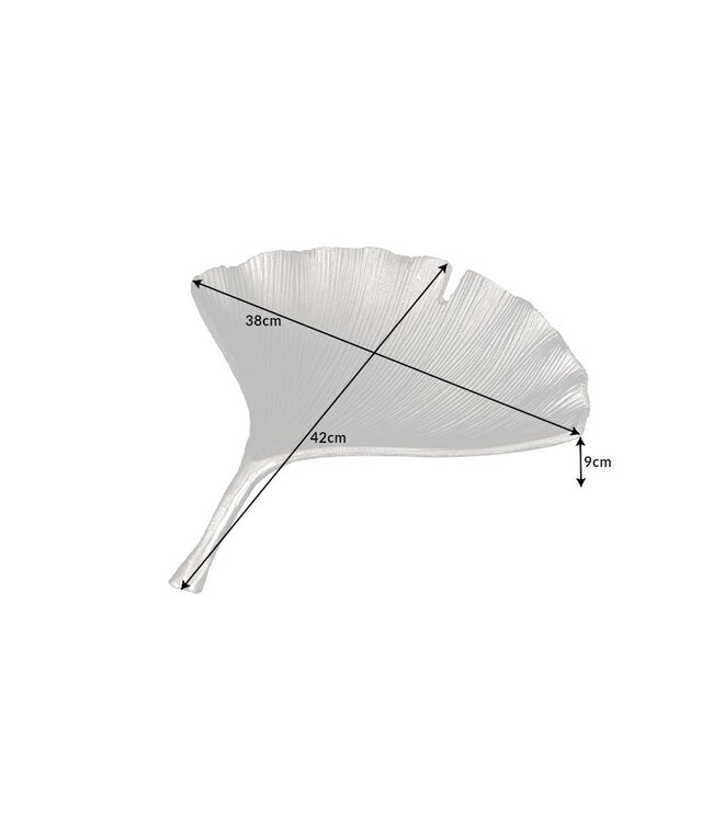 Invicta Interior Decoratieve kom GINKGO 42cm zilver handgemaakt metaal - 41776