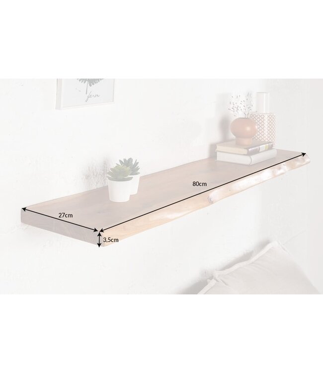 Invicta Interior Massieve wandplank MAMMUT 80cm acaciahouten plank met boomrand - 39960