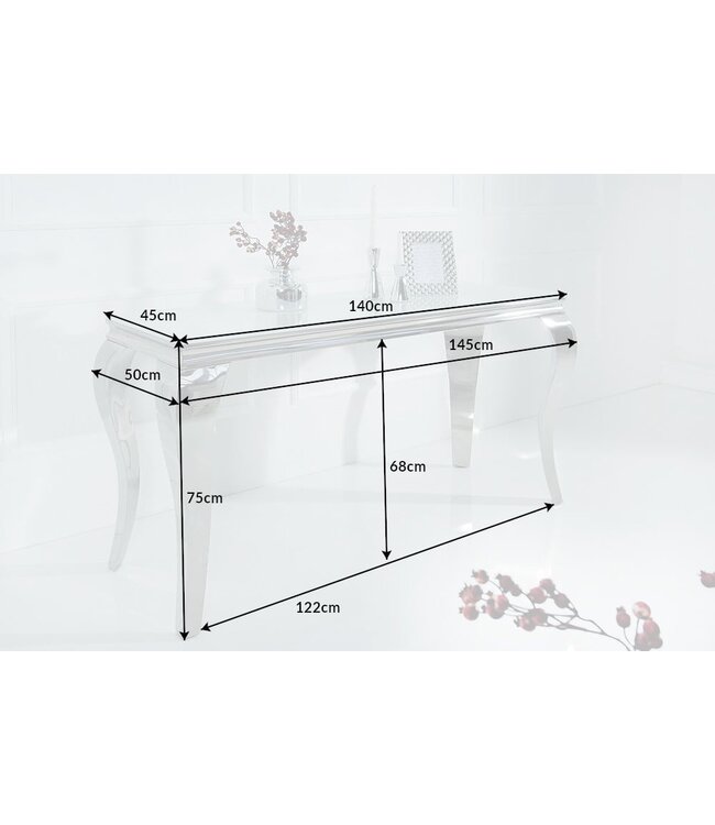 Invicta Interior Sidetabel Moderne Barok 145cm wit zilver/ 37905