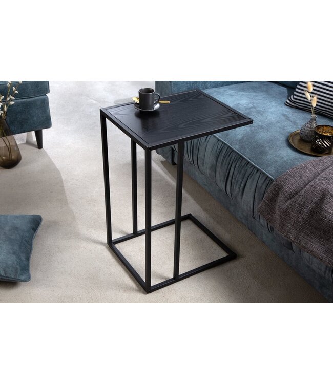 Invicta Interior industrieele bijzettafel SLIM LINE 43cm zwart essen laptoptafel - 42007