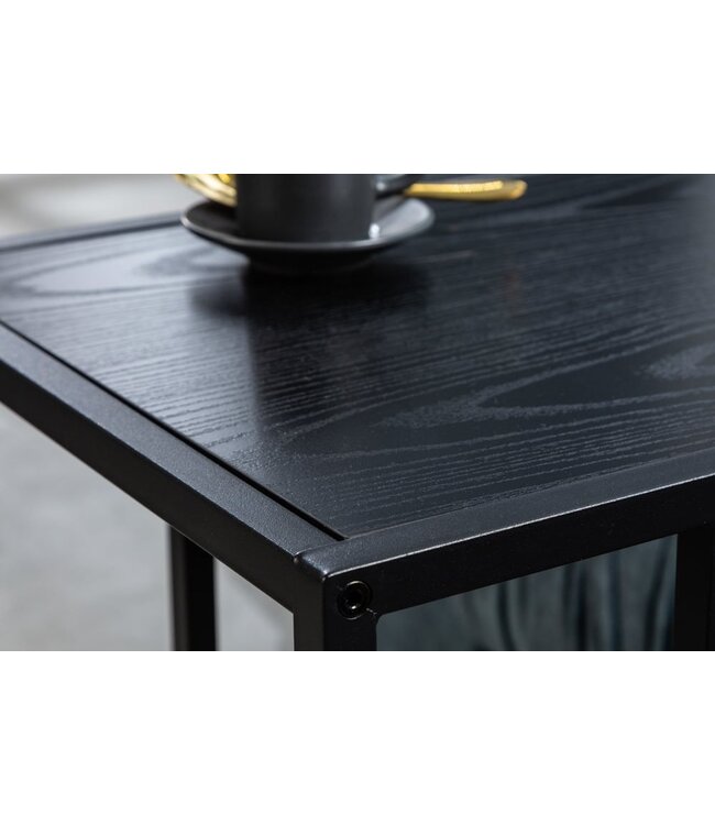 Invicta Interior industrieele bijzettafel SLIM LINE 43cm zwart essen laptoptafel - 42007