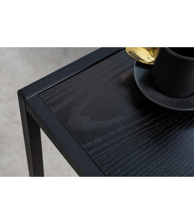 Invicta Interior industrieele bijzettafel SLIM LINE 43cm zwart essen laptoptafel - 42007