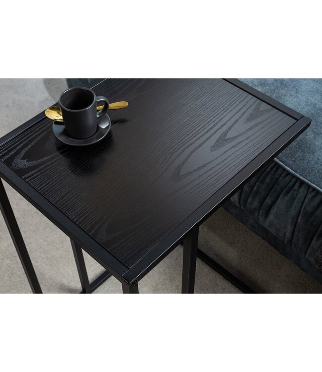 Invicta Interior industrieele bijzettafel SLIM LINE 43cm zwart essen laptoptafel - 42007