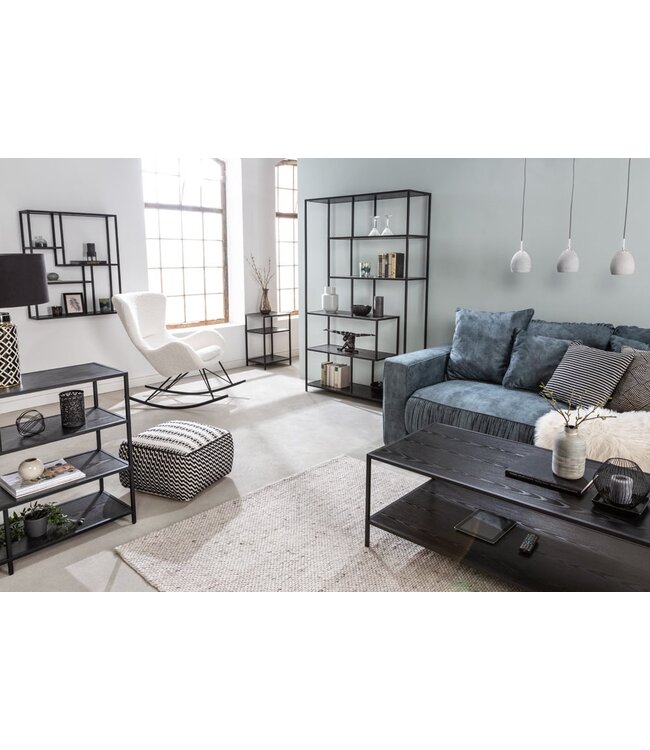 Invicta Interior industrieele bijzettafel SLIM LINE 43cm zwart essen laptoptafel - 42007