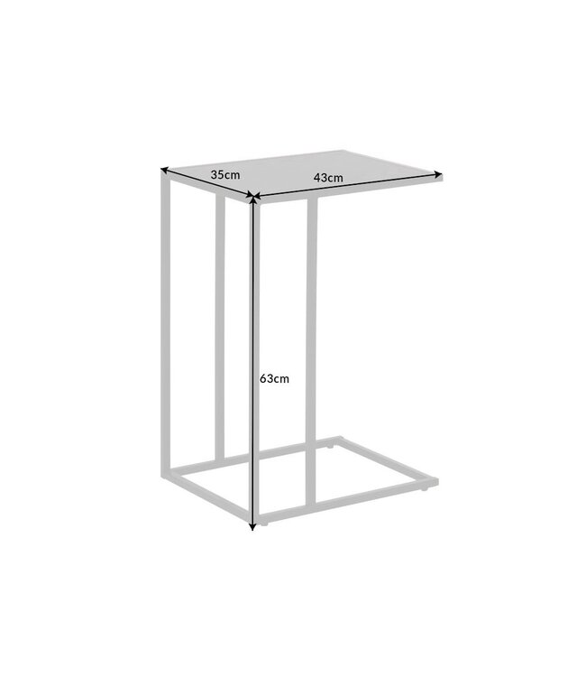 Invicta Interior industrieele bijzettafel SLIM LINE 43cm zwart essen laptoptafel - 42007