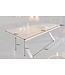 Invicta Interior Massief houten eettafel BARRACUDA 220cm naturel teakhout incl. glazen blad zwart metalen poten X-frame - 39699