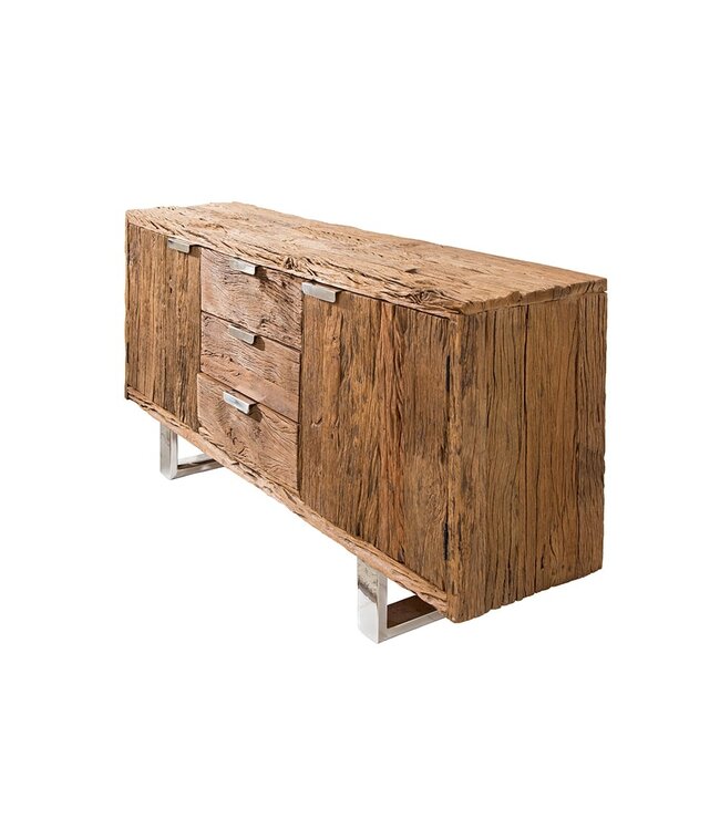 Invicta Interior Massief dressoir BARRACUDA 160cm antiek teakhout met stalen sledepoten - 37032