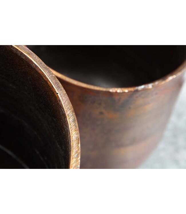Invicta Interior Set van 2 bloempotten BLOEMEN L 15/20cm gevlamd metaal koper - 40906