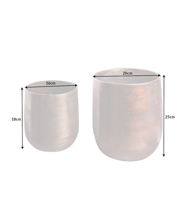 Invicta Interior Set van 2 bloempotten BLOEMEN L 15/20cm gevlamd metaal koper - 40906