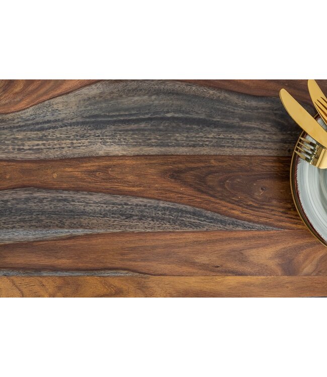 Invicta Interior Massief dressoir RELIEF 160cm Sheeshamhout grijze rookafwerking met uitgewerkt front - 39746