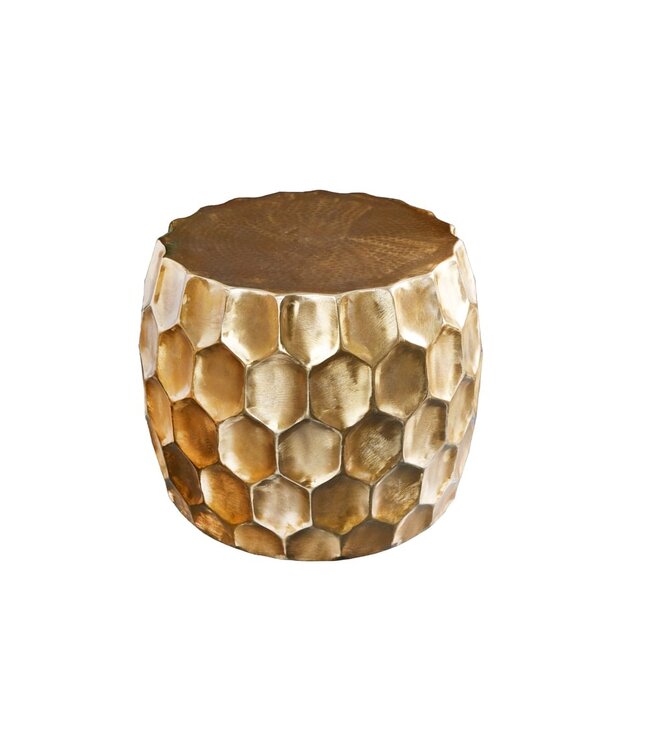 Invicta Interior Design bijzettafel ORGANIC ORIENT 55cm goud metaal gehamerd nachtkastje handgemaakt rond - 42226