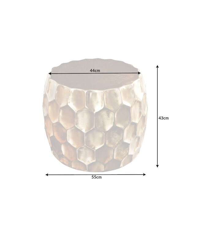 Invicta Interior Design bijzettafel ORGANIC ORIENT 55cm goud metaal gehamerd nachtkastje handgemaakt rond - 42226