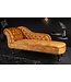 Invicta Interior Design chaise longue CHESTERFIELD 170cm mosterdgeel fluwelen knoopsluiting klinknagels - 41252