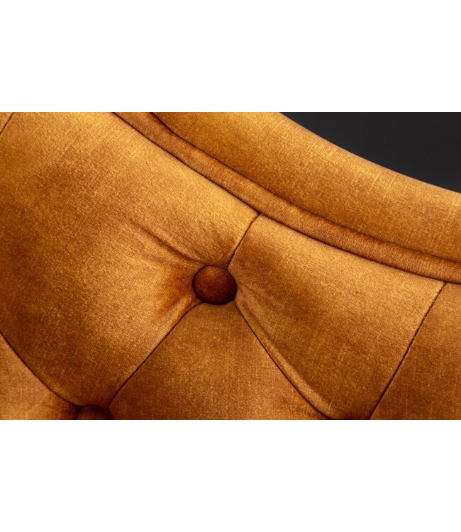 Invicta Interior Design chaise longue CHESTERFIELD 170cm mosterdgeel fluwelen knoopsluiting klinknagels - 41252