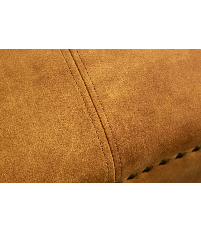 Invicta Interior Design chaise longue CHESTERFIELD 170cm mosterdgeel fluwelen knoopsluiting klinknagels - 41252