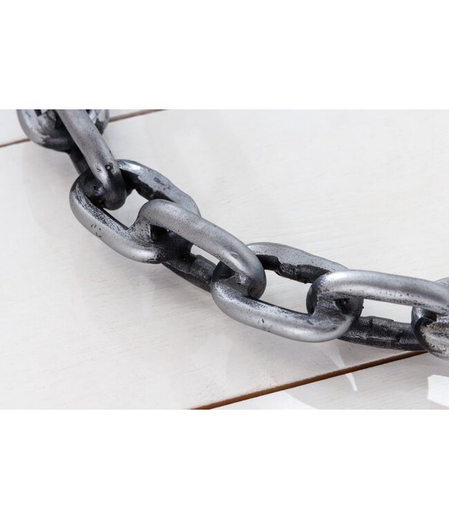 Invicta Interior Design bijzettafel CHAINS 35cm zilver handgemaakt metalen rond glazen blad kettingframe - 42234