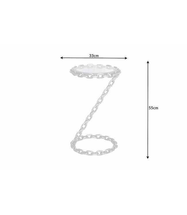 Invicta Interior Design bijzettafel CHAINS 35cm zilver handgemaakt metalen rond glazen blad kettingframe - 42234