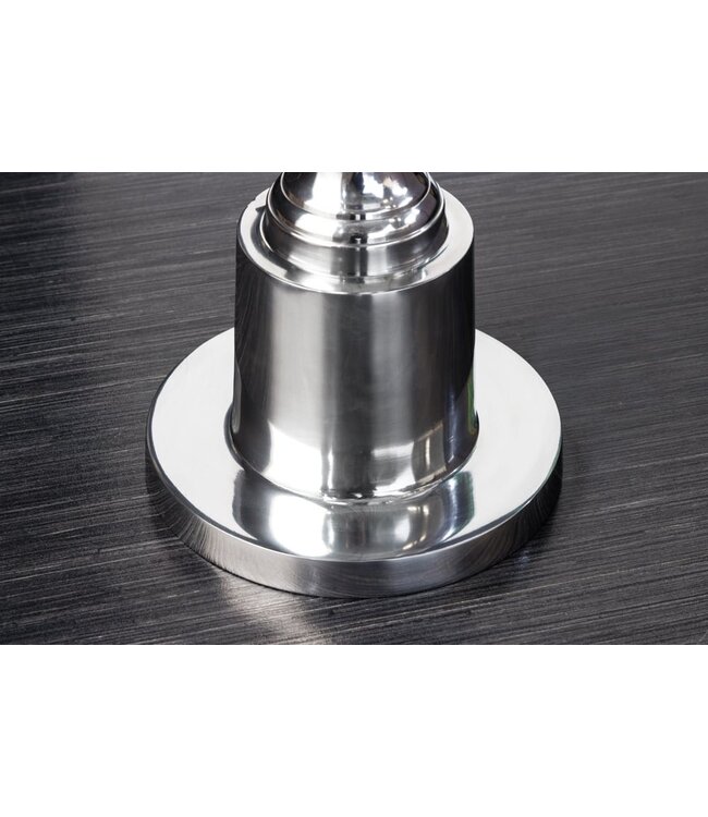 Invicta Interior Design bijzettafel ABSTRACT 45cm zilver metaal chroom handgemaakt glazen blad rond - 42227