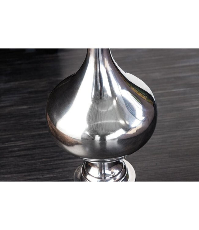 Invicta Interior Design bijzettafel ABSTRACT 45cm zilver metaal chroom handgemaakt glazen blad rond - 42227