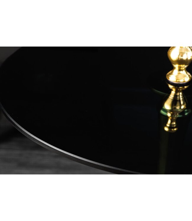 Invicta Interior Design bijzettafel ABSTRACT 45cm goud metaal zwart glazen blad handgemaakt rond - 42228