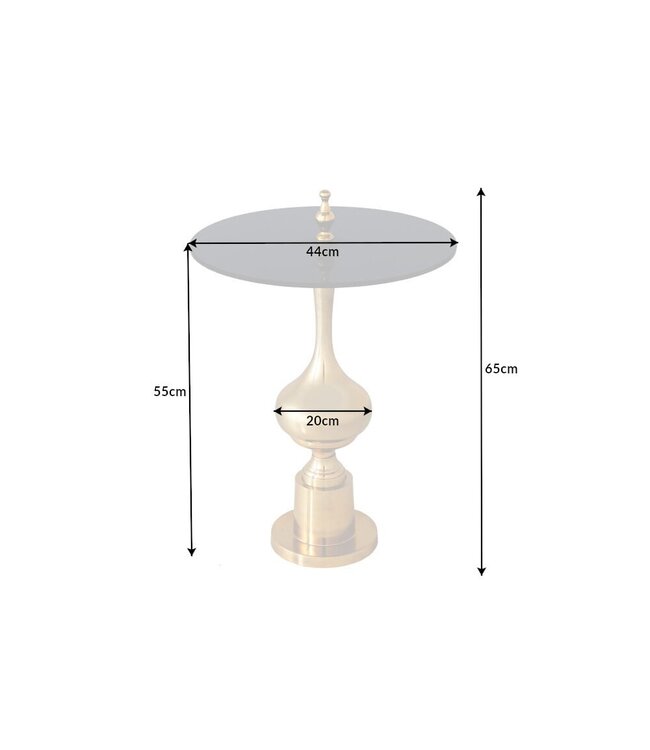 Invicta Interior Design bijzettafel ABSTRACT 45cm goud metaal zwart glazen blad handgemaakt rond - 42228