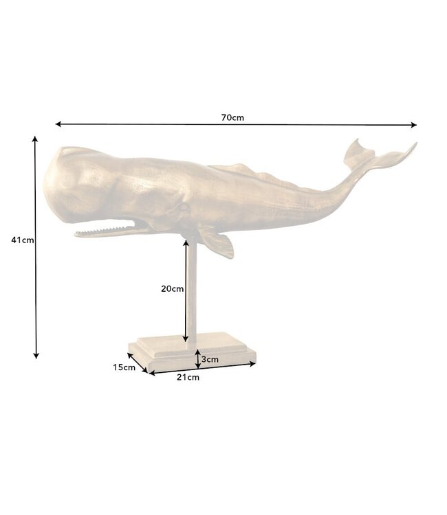 Invicta Interior Maritieme Skulptur WAL 70cm messing handgemaakte Metall Design Decoratie - 43036