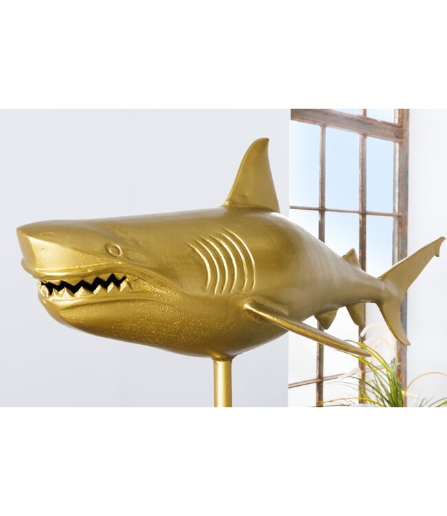 Invicta Interior Maritieme Skulptur HAI 103cm goud handgemaakt Metall Design Haifisch - 42986