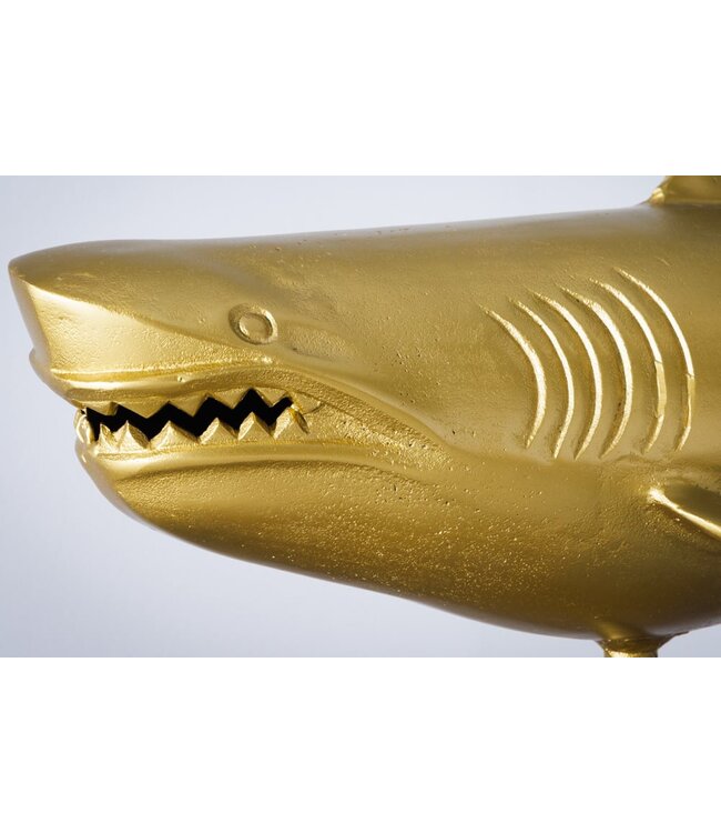 Invicta Interior Maritieme Skulptur HAI 103cm goud handgemaakt Metall Design Haifisch - 42986