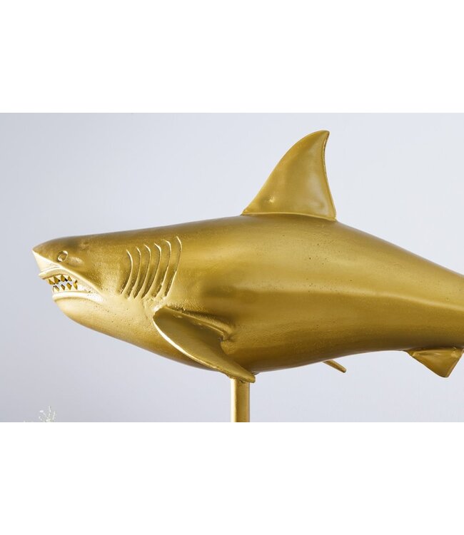 Invicta Interior Maritieme Skulptur HAI 103cm goud handgemaakt Metall Design Haifisch - 42986