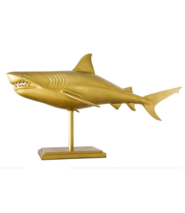 Invicta Interior Maritieme Skulptur HAI 103cm goud handgemaakt Metall Design Haifisch - 42986