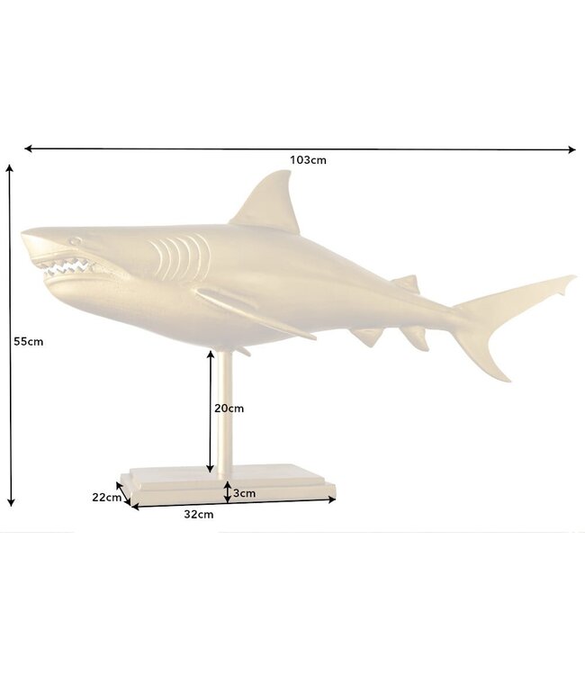 Invicta Interior Maritieme Skulptur HAI 103cm goud handgemaakt Metall Design Haifisch - 42986