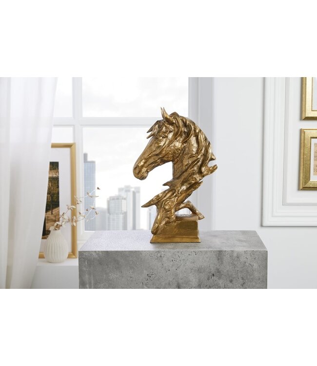 Invicta Interior Exclusieve buste paardenhoofd CABALLO 38cm messing handgemaakt aluminium sculptuur - 42989