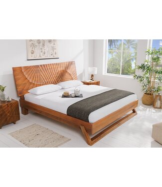 Invicta Interior Design bed SCORPION 180x200cm bruin mangohout 3D snijwerk massief houten tweepersoonsbed - 41191