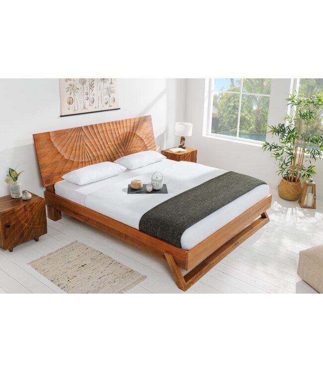 Invicta Interior Design bed SCORPION 180x200cm bruin mangohout 3D snijwerk massief houten tweepersoonsbed - 41191