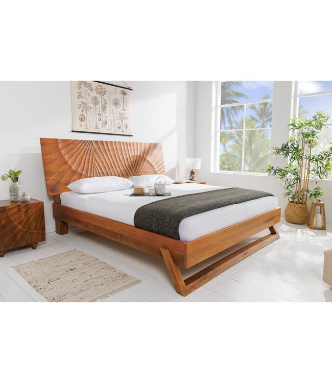 Invicta Interior Design bed SCORPION 180x200cm bruin mangohout 3D snijwerk massief houten tweepersoonsbed - 41191
