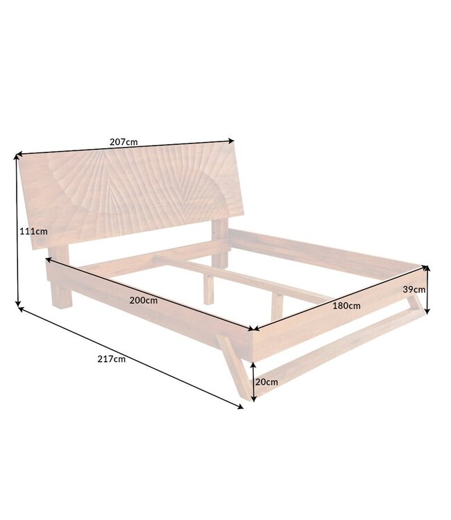 Invicta Interior Design bed SCORPION 180x200cm bruin mangohout 3D snijwerk massief houten tweepersoonsbed - 41191