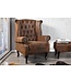 Invicta Interior Chesterfield fauteuil 85cm antiek bruin met knoopstiksel en veerkern - 19448