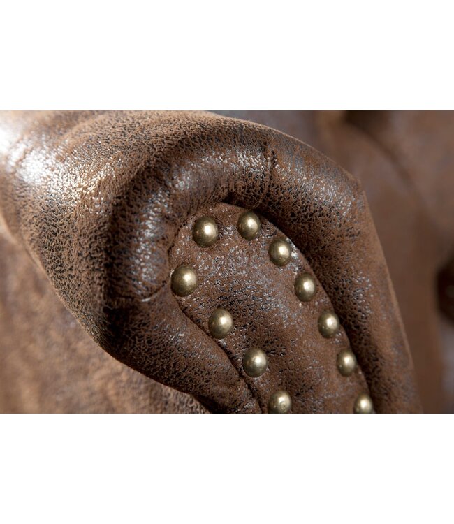 Invicta Interior Chesterfield fauteuil 85cm antiek bruin met knoopstiksel en veerkern - 19448