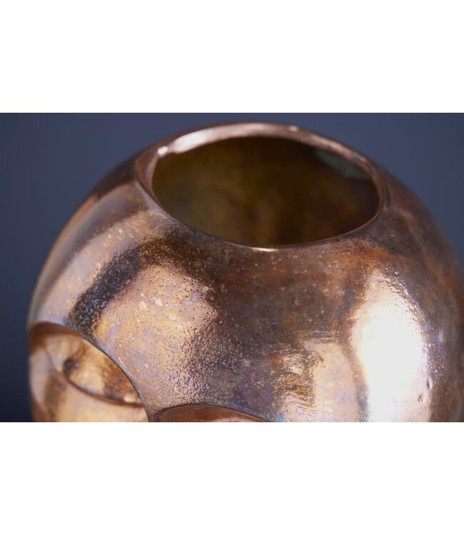 Invicta Interior Handgemaakte vaas FACE 50cm koperlook antiek aluminium abstract - 42722