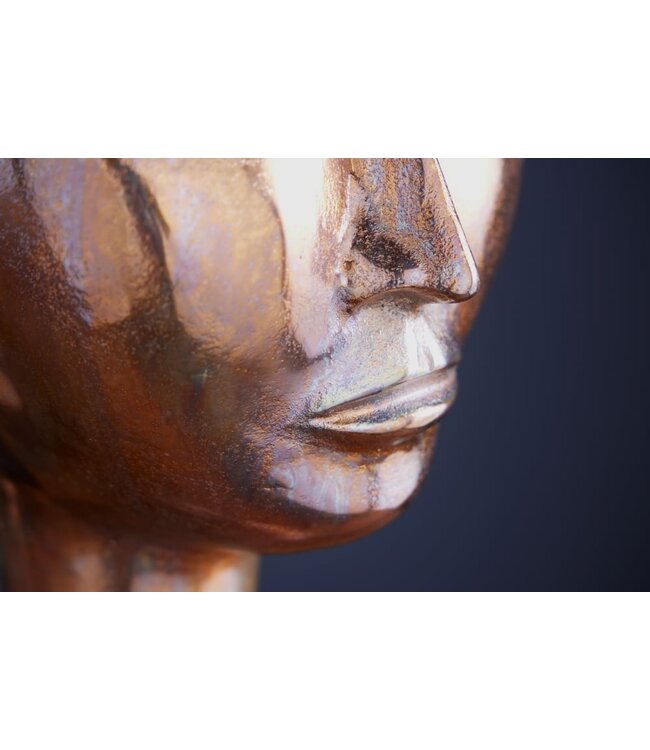Invicta Interior Handgemaakte vaas FACE 50cm koperlook antiek aluminium abstract - 42722