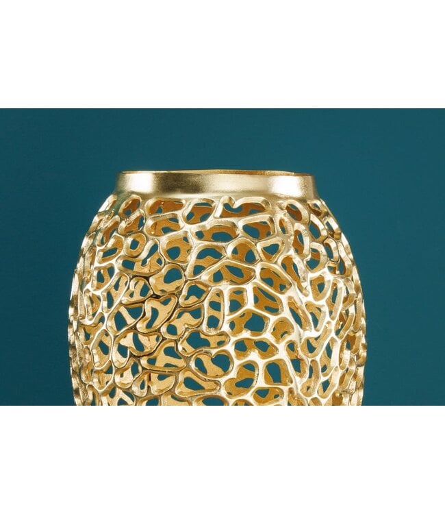 Invicta Interior Filigraan design XXL vaas ABSTRACT BLAD 90cm goud handgemaakt - 43220