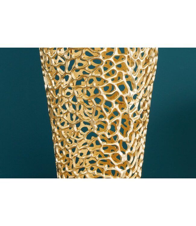 Invicta Interior Filigraan design XXL vaas ABSTRACT BLAD 90cm goud handgemaakt - 43220