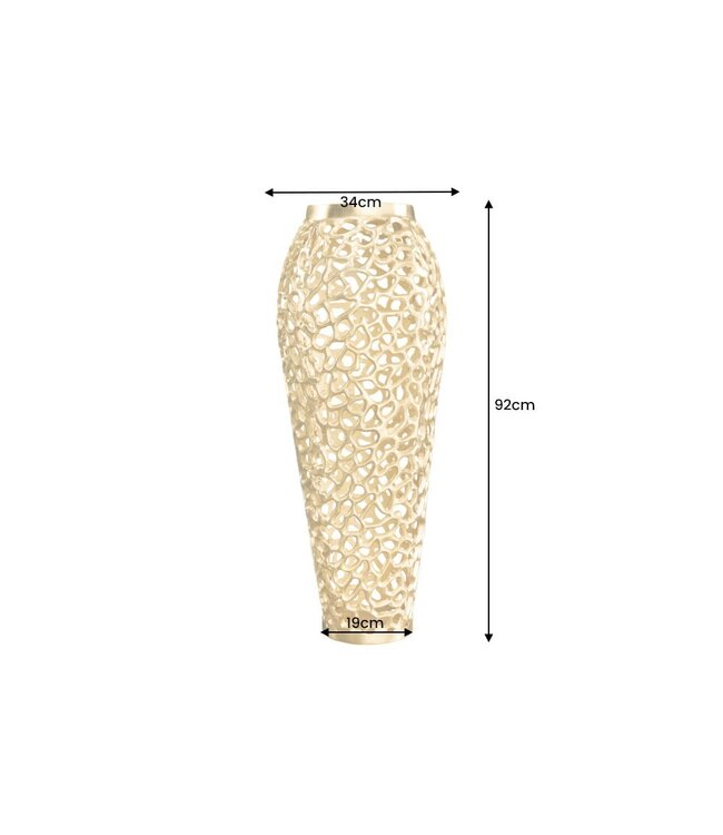 Invicta Interior Filigraan design XXL vaas ABSTRACT BLAD 90cm goud handgemaakt - 43220