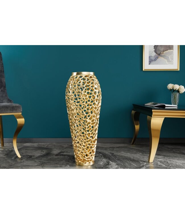 Invicta Interior Filigrane Design Vaas ABSTRACT BLAD goud 65cm Handarbeit - 43221