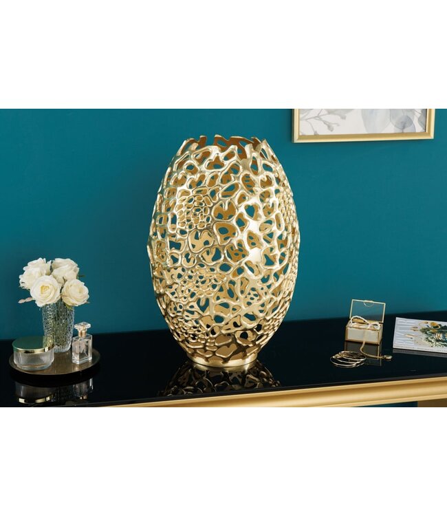 Invicta Interior Filigrane Design Vaas ABSTRACT BLAD goud 50cm Handarbeit - 43218