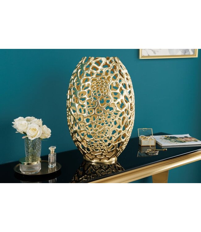 Invicta Interior Filigrane Design Vaas ABSTRACT BLAD goud 50cm Handarbeit - 43218