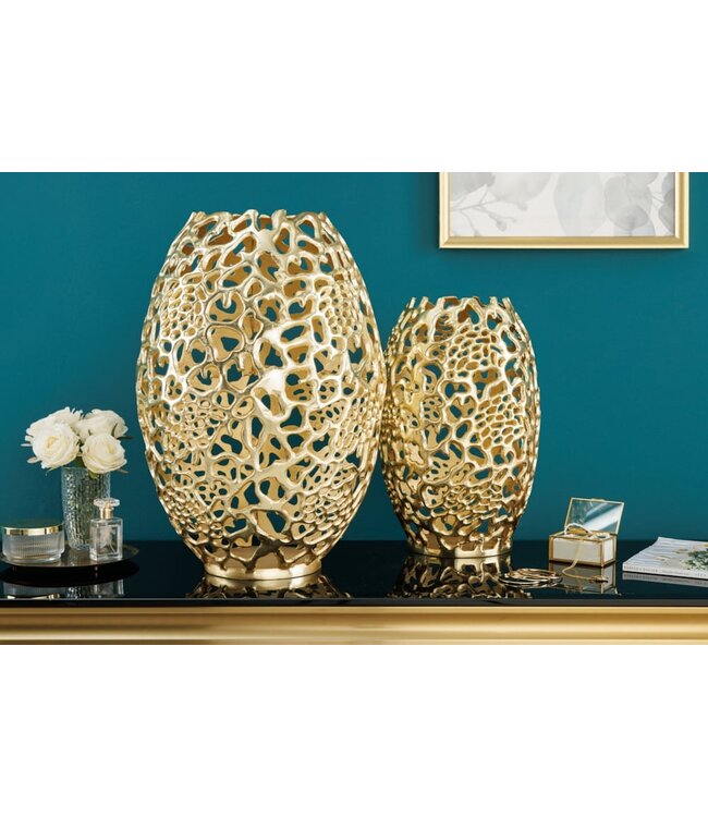 Invicta Interior Filigrane Design Vaas ABSTRACT BLAD goud 50cm Handarbeit - 43218