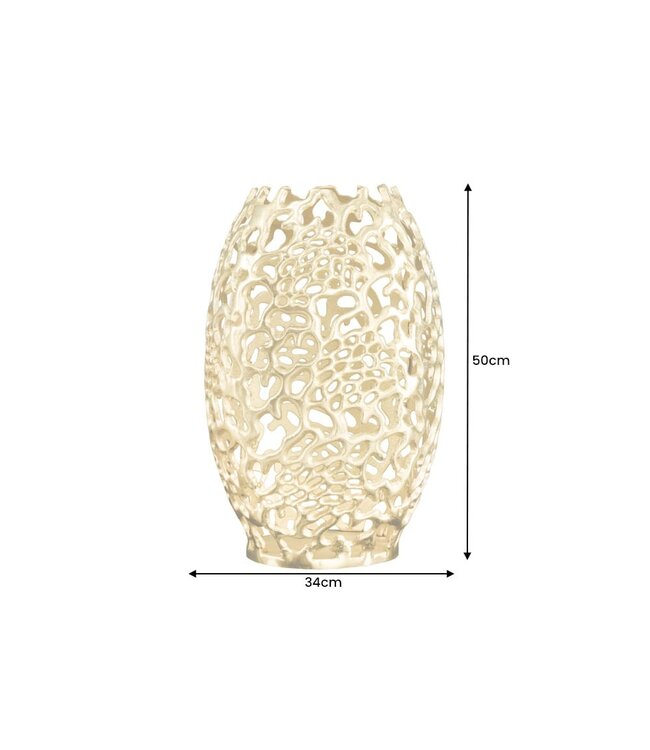 Invicta Interior Filigrane Design Vaas ABSTRACT BLAD goud 50cm Handarbeit - 43218