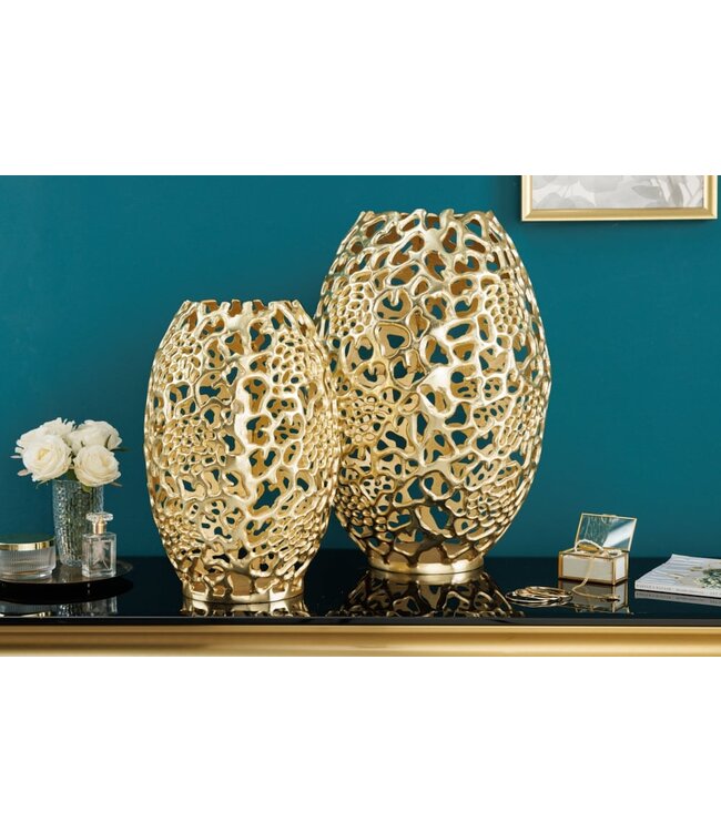 Invicta Interior Filigraan design vaas ABSTRACT BLAD goud 40cm handgemaakt - 43219